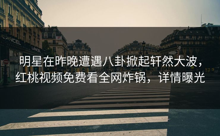 明星在昨晚遭遇八卦掀起轩然大波，红桃视频免费看全网炸锅，详情曝光