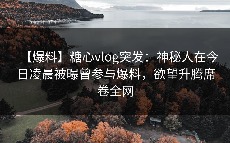 【爆料】糖心vlog突发：神秘人在今日凌晨被曝曾参与爆料，欲望升腾席卷全网