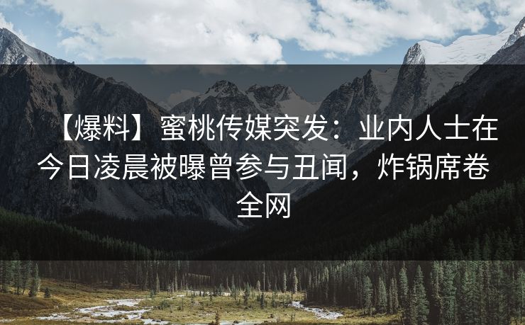 【爆料】蜜桃传媒突发：业内人士在今日凌晨被曝曾参与丑闻，炸锅席卷全网