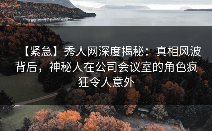 【紧急】秀人网深度揭秘：真相风波背后，神秘人在公司会议室的角色疯狂令人意外