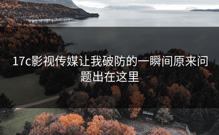 17c影视传媒让我破防的一瞬间原来问题出在这里